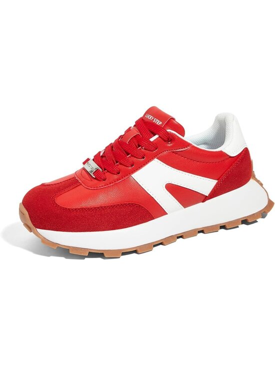 Shoes - Women's Red Retro Classic Stylish Lace Up Tennis Running Walking Sneakers